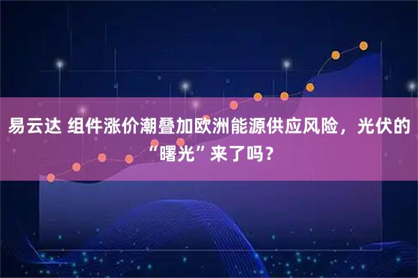 易云达 组件涨价潮叠加欧洲能源供应风险，光伏的“曙光”来了吗？