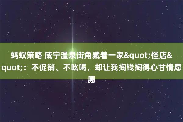 蚂蚁策略 咸宁温泉街角藏着一家"怪店"：不促销、不吆喝，却让我掏钱掏得心甘情愿
