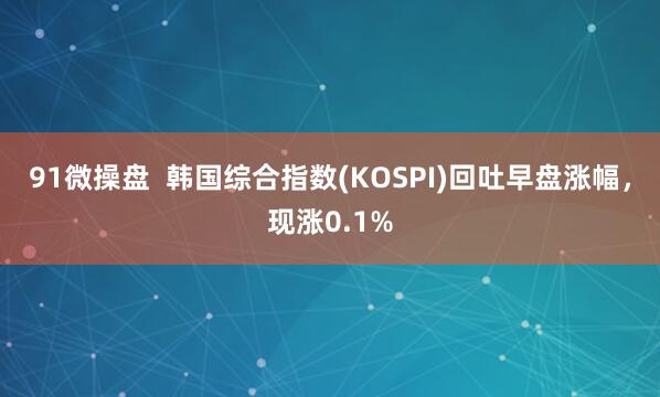 91微操盘  韩国综合指数(KOSPI)回吐早盘涨幅，现涨0.1%